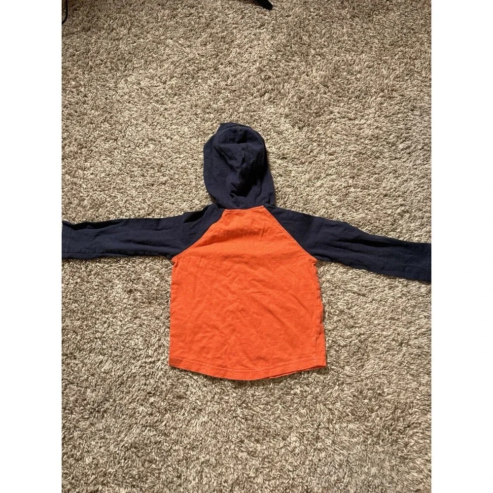 Gymboree Toddler Boys Orange Navy Hooded Long Sleeve Shirt Size 2T Casual